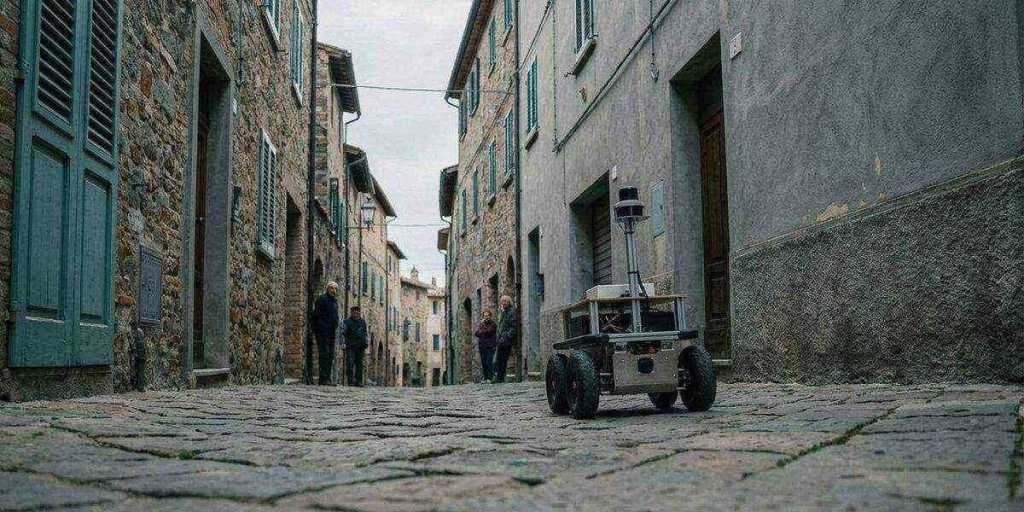 The medieval streets of Peccioli, Italy, where DustBot prototypes were first tested