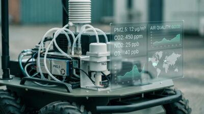 Environmental sensors and gas detection equipment on a mobile robot platform