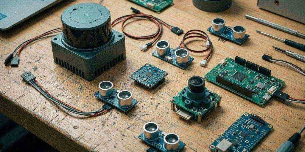 Robot sensor components including LiDAR, ultrasonic sensors, camera modules, and circuit boards