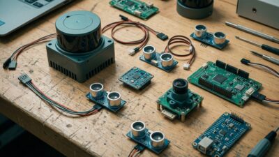 Robot sensor components including LiDAR, ultrasonic sensors, camera modules, and circuit boards