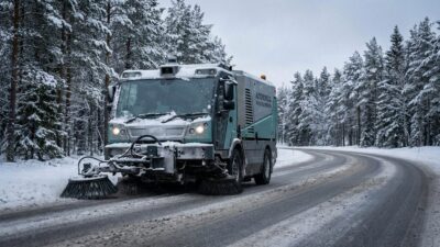 Trombia Free autonomous street sweeper operating in Nordic winter conditions